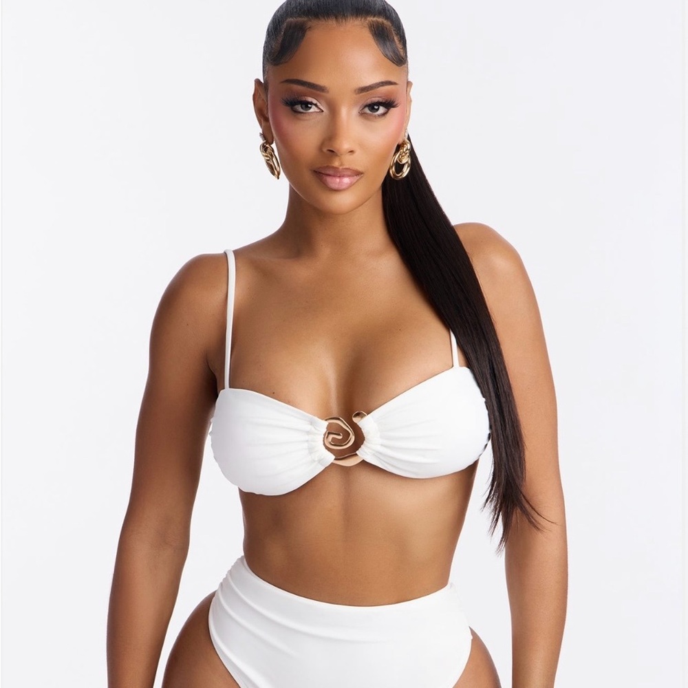 White Bikini Set with Gold Accent